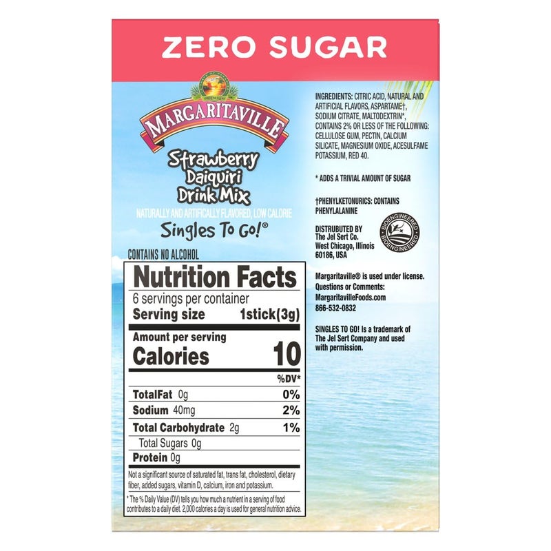 SINGLES TO GO! Margaritaville Singles to Go Drink Mix Variety - 3 Flavors, 2 Boxes Each, Pina Colada, Strawberry Daquiri and Margarita, 12 Packets Each Flavor - Image 3